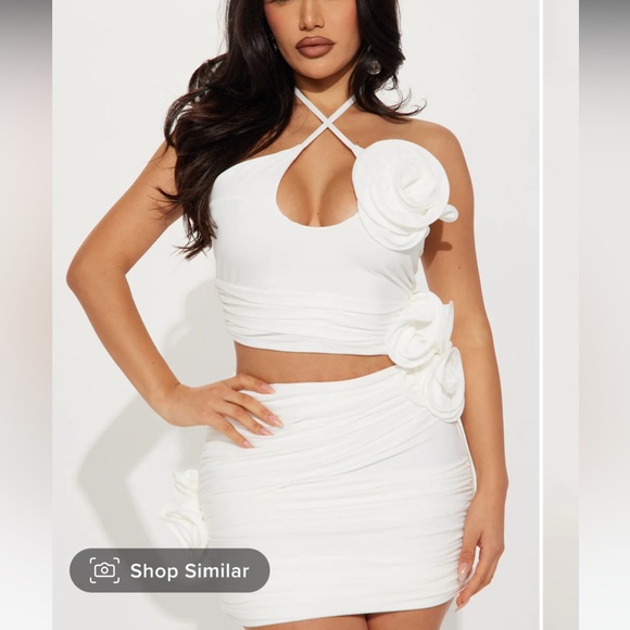 Rosette white mini dress - Picture 1 of 2